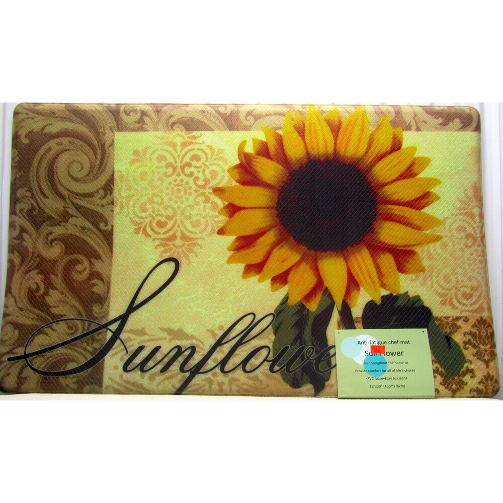 Anti-Fatigue Printed PVC Floor Mat (18"x30") THE SUNFLOWER # 1, greenish, Achim